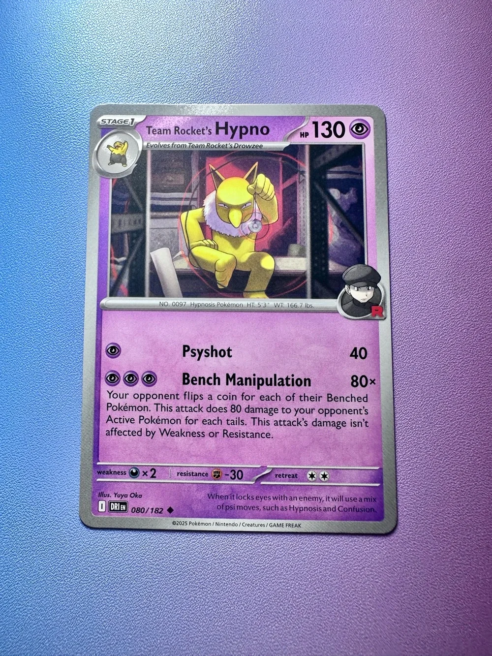 team rocket’s hypno - 080/182 (uncommon) — pokemon: destined rivals